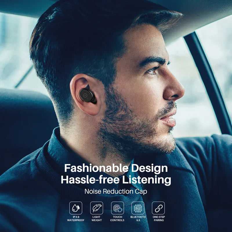 TOZO T10 Earbuds - Deep Bass Bluetooth 5.3 Wireless Headphones with AI Call Clarity and IPX8 Waterproof, 45H Battery Life