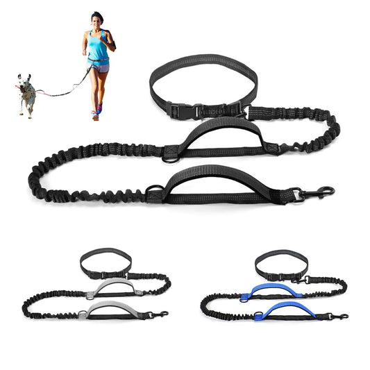 Premium Retractable Hands-Free Bungee Leash with Reflective Dual Handles for Large Dogs - Perfect for Running!